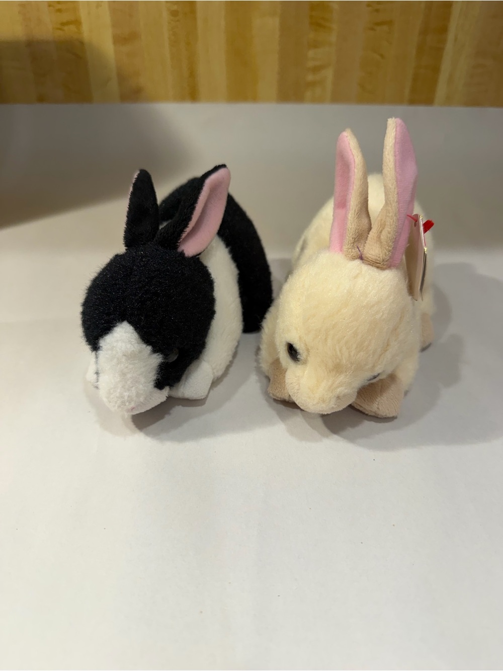 Beanie babies - Black & White and Cream Soft Rabbit Toys